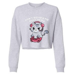 Dont Bother Me Right Meow Funny Video Gamer And Cat Lover Cropped Pullover Crew