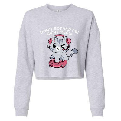 Dont Bother Me Right Meow Funny Video Gamer And Cat Lover Cropped Pullover Crew