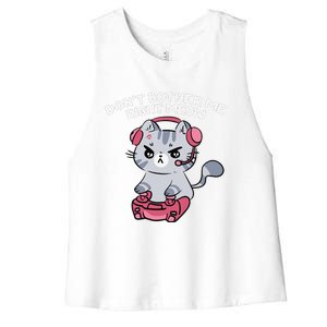 Dont Bother Me Right Meow Funny Video Gamer And Cat Lover Women's Racerback Cropped Tank