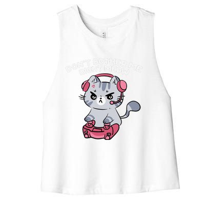 Dont Bother Me Right Meow Funny Video Gamer And Cat Lover Women's Racerback Cropped Tank