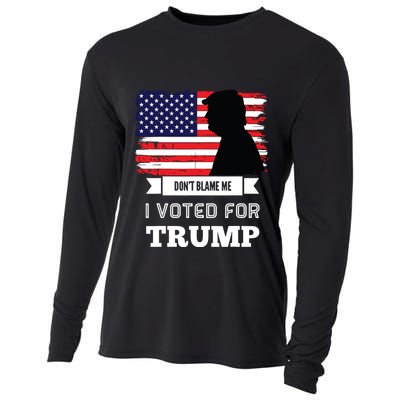 Dont Blame Me I Voted For Trump Distressed Vintage Flag Cooling Performance Long Sleeve Crew