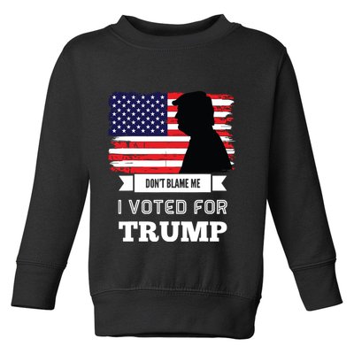 Dont Blame Me I Voted For Trump Distressed Vintage Flag Toddler Sweatshirt