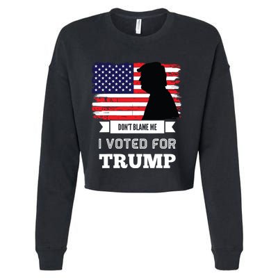Dont Blame Me I Voted For Trump Distressed Vintage Flag Cropped Pullover Crew