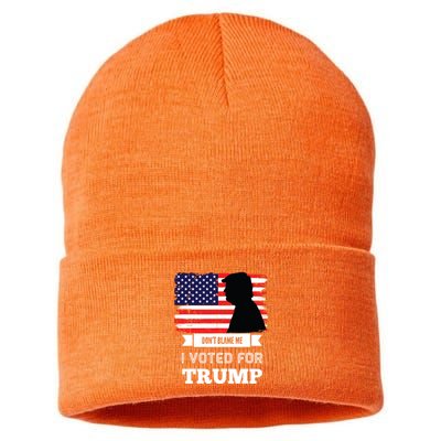 Dont Blame Me I Voted For Trump Distressed Vintage Flag Sustainable Knit Beanie