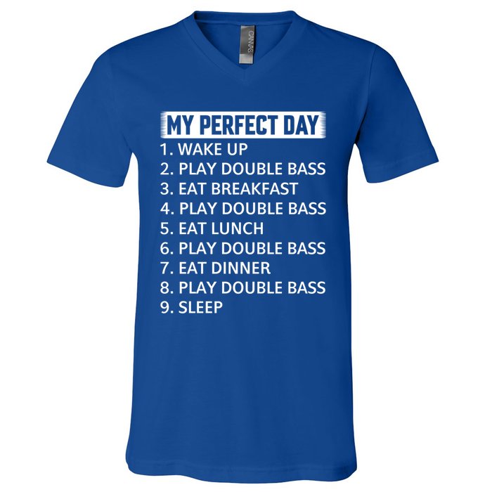 Double Bassist My Perfect Day Double Bass Player Day Plan Gift V-Neck T-Shirt