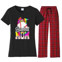 Dye Baseball Mom Baseball Mama Sport MotherS Day Women's Flannel Pajama Set