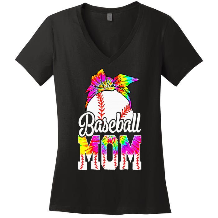 Dye Baseball Mom Baseball Mama Sport MotherS Day Women's V-Neck T-Shirt