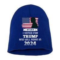 DonT Blame Me I Voted For Trump Trump 2024 Patriot Us Flag Meaningful Gift Short Acrylic Beanie