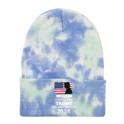 DonT Blame Me I Voted For Trump Trump 2024 Patriot Us Flag Meaningful Gift Tie Dye 12in Knit Beanie