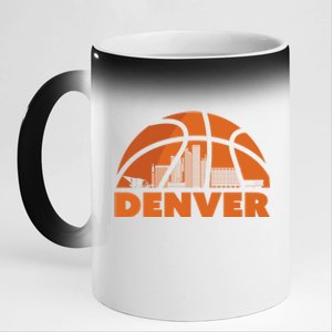 Denver City Skyline Colorado Basketball Fan Jersey 11oz Black Color Changing Mug