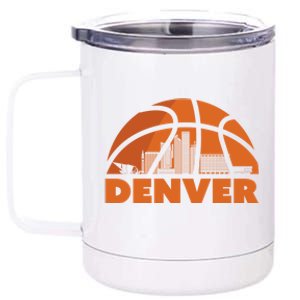 Denver City Skyline Colorado Basketball Fan Jersey 12 oz Stainless Steel Tumbler Cup