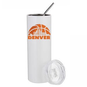 Denver City Skyline Colorado Basketball Fan Jersey Stainless Steel Tumbler