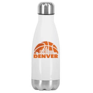 Denver City Skyline Colorado Basketball Fan Jersey Stainless Steel Insulated Water Bottle