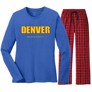 Denver Basketball Mile City High Colorado Practice Jersey Women's Long Sleeve Flannel Pajama Set 