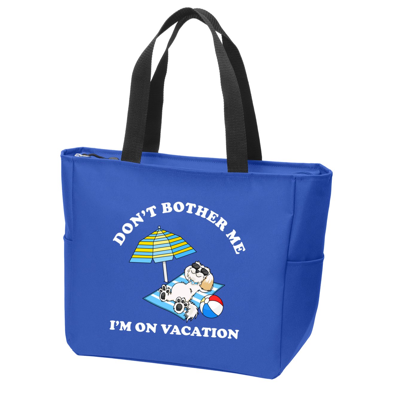 Don't Bother Me I'm On Vacation Dog Funny Zip Tote Bag