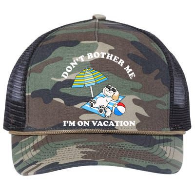 Don't Bother Me I'm On Vacation Dog Funny Retro Rope Trucker Hat Cap