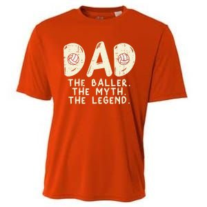 Dad Baller Myth Legend Volleyball Player Daddy Papa Gift Cooling Performance Crew T-Shirt