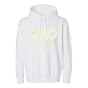 Dad Baller Myth Legend Volleyball Player Daddy Papa Gift Garment-Dyed Fleece Hoodie