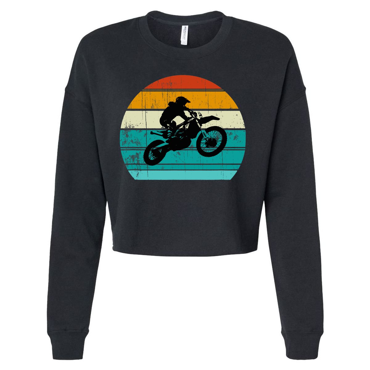 Dirt Bike Motocross Motorcycle Vintage Retro Boy Cropped Pullover Crew
