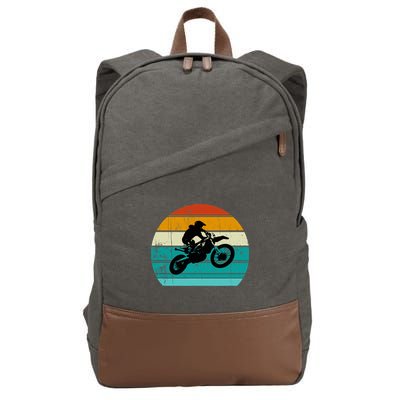 Dirt Bike Motocross Motorcycle Vintage Retro Boy Cotton Canvas Backpack