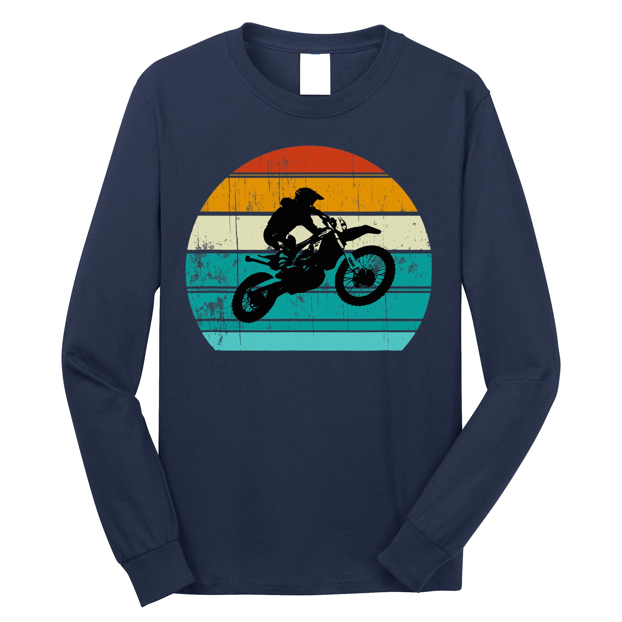 Dirt Bike Motocross Motorcycle Vintage Retro Boy Long Sleeve Shirt