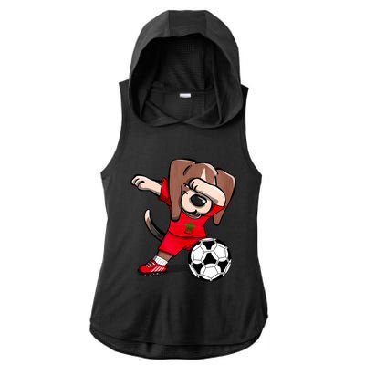 Dabbing Beagle Morocco Soccer Fans Jersey Moroccan Football Gift Ladies PosiCharge Tri-Blend Wicking Draft Hoodie Tank