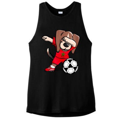 Dabbing Beagle Morocco Soccer Fans Jersey Moroccan Football Gift Ladies PosiCharge Tri-Blend Wicking Tank