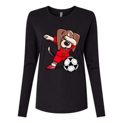 Dabbing Beagle Morocco Soccer Fans Jersey Moroccan Football Gift Womens Cotton Relaxed Long Sleeve T-Shirt