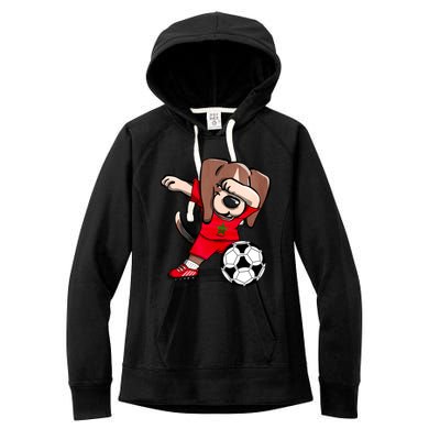 Dabbing Beagle Morocco Soccer Fans Jersey Moroccan Football Gift Women's Fleece Hoodie