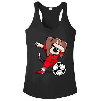 Dabbing Beagle Morocco Soccer Fans Jersey Moroccan Football Gift Ladies PosiCharge Competitor Racerback Tank