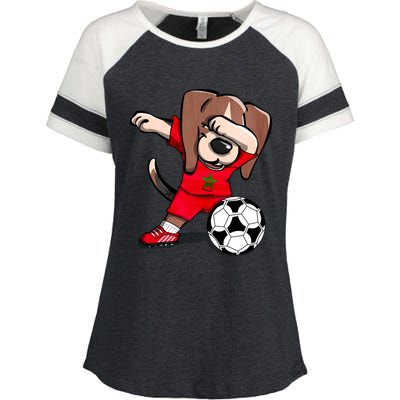 Dabbing Beagle Morocco Soccer Fans Jersey Moroccan Football Gift Enza Ladies Jersey Colorblock Tee