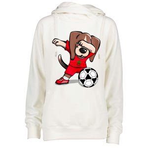 Dabbing Beagle Morocco Soccer Fans Jersey Moroccan Football Gift Womens Funnel Neck Pullover Hood