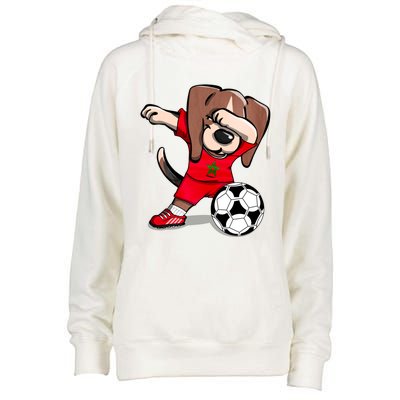 Dabbing Beagle Morocco Soccer Fans Jersey Moroccan Football Gift Womens Funnel Neck Pullover Hood