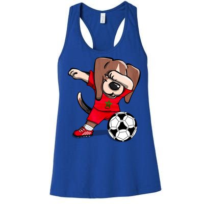 Dabbing Beagle Morocco Soccer Fans Jersey Moroccan Football Gift Women's Racerback Tank