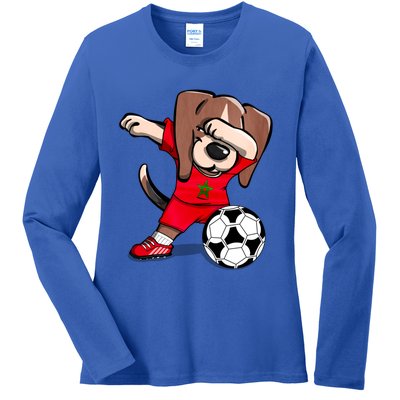 Dabbing Beagle Morocco Soccer Fans Jersey Moroccan Football Gift Ladies Long Sleeve Shirt