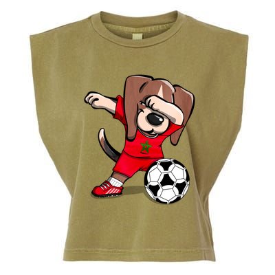 Dabbing Beagle Morocco Soccer Fans Jersey Moroccan Football Gift Garment-Dyed Women's Muscle Tee