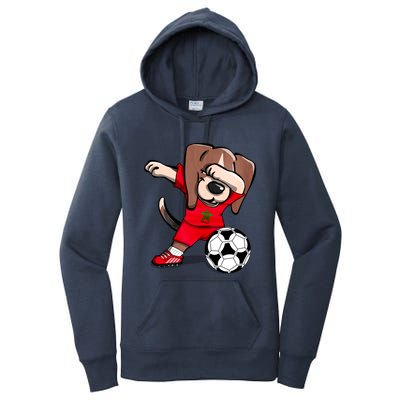 Dabbing Beagle Morocco Soccer Fans Jersey Moroccan Football Gift Women's Pullover Hoodie