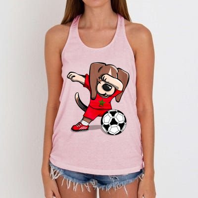 Dabbing Beagle Morocco Soccer Fans Jersey Moroccan Football Gift Women's Knotted Racerback Tank