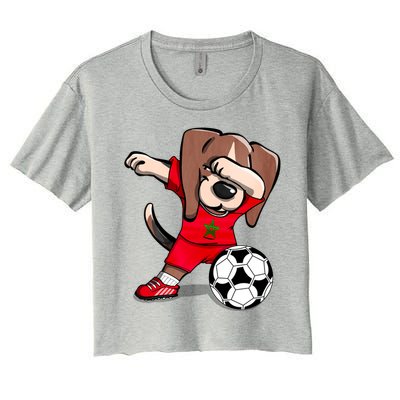 Dabbing Beagle Morocco Soccer Fans Jersey Moroccan Football Gift Women's Crop Top Tee