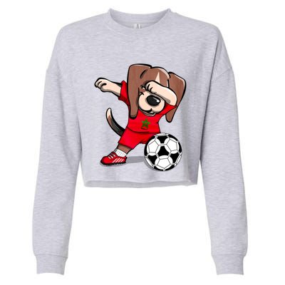 Dabbing Beagle Morocco Soccer Fans Jersey Moroccan Football Gift Cropped Pullover Crew