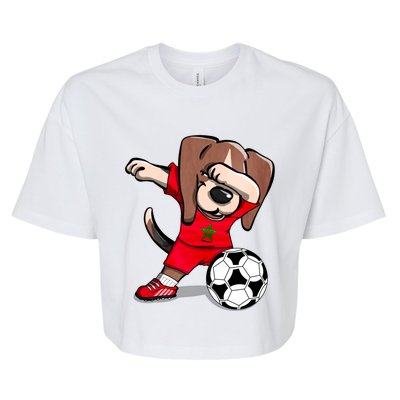 Dabbing Beagle Morocco Soccer Fans Jersey Moroccan Football Gift Bella+Canvas Jersey Crop Tee