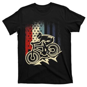 Dirt Bike MTB Downhill Mountain American Flag 4th Of July T-Shirt