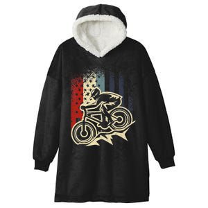 Dirt Bike MTB Downhill Mountain American Flag 4th Of July Hooded Wearable Blanket