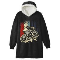 Dirt Bike MTB Downhill Mountain American Flag 4th Of July Hooded Wearable Blanket