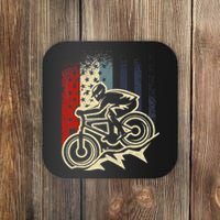 Dirt Bike MTB Downhill Mountain American Flag 4th Of July Coaster