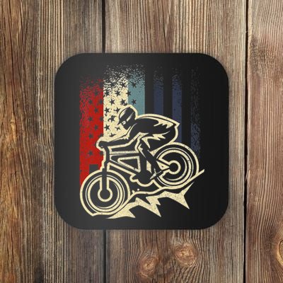 Dirt Bike MTB Downhill Mountain American Flag 4th Of July Coaster