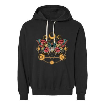 Death Butterfly Moth Moon Phases Gothic Esoteric Blackcraft Garment-Dyed Fleece Hoodie