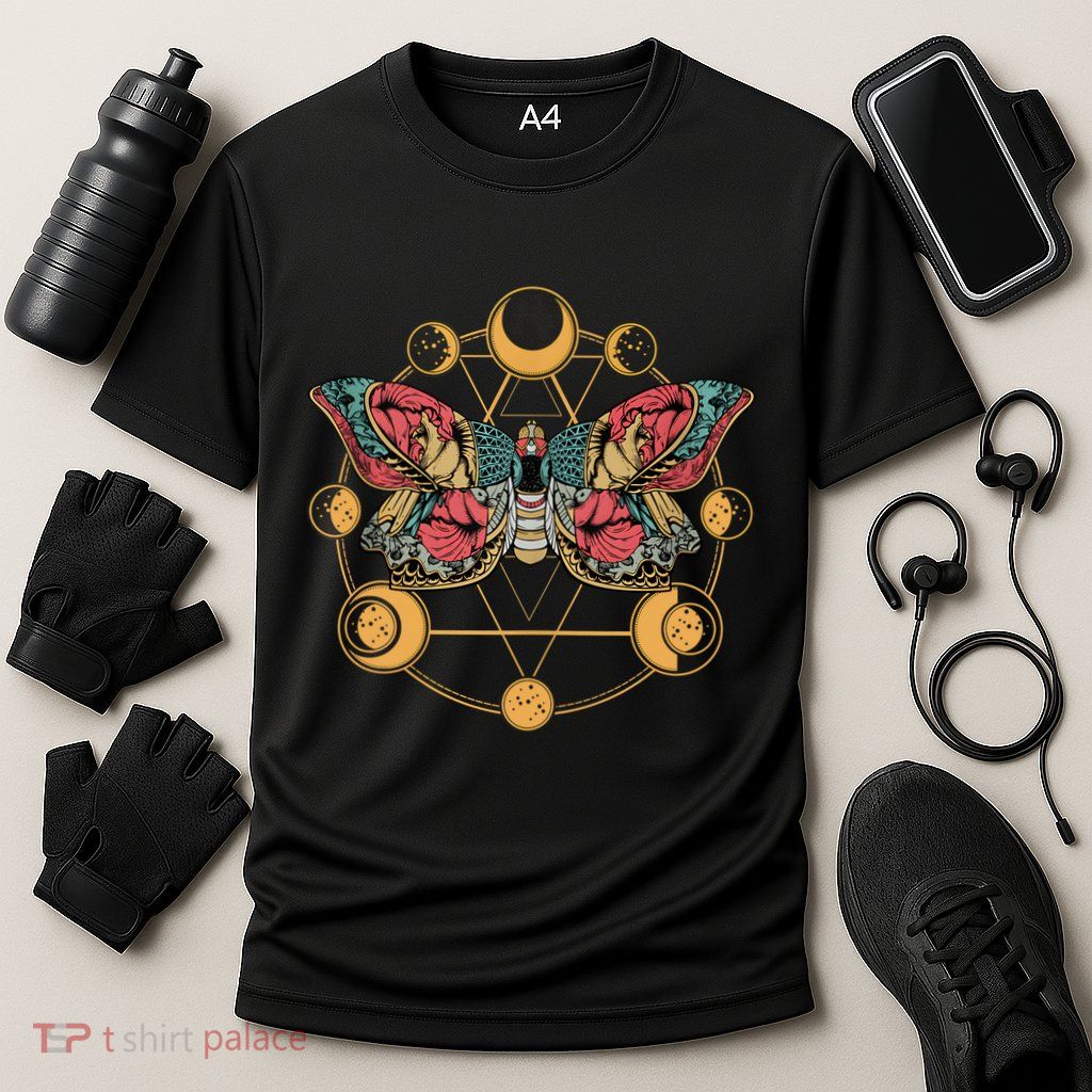 Death Butterfly Moth Moon Phases Gothic Esoteric Blackcraft Performance Shirt