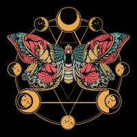 Death Butterfly Moth Moon Phases Gothic Esoteric Blackcraft Sustainable Bucket Hat