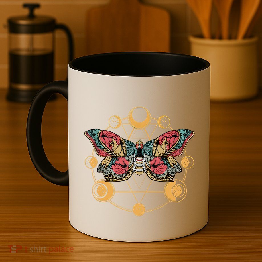 Death Butterfly Moth Moon Phases Gothic Esoteric Blackcraft Mug